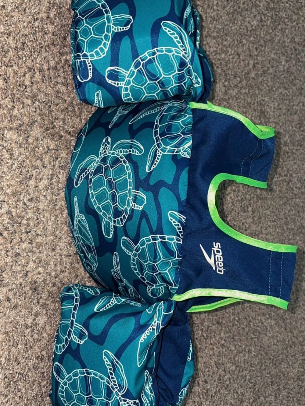 Speedo Teal & Navy Turtle Padded Swim Vest with Lime Trim